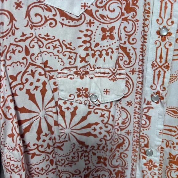 Cotton &‎ Rye Orange and White Paisley Button-Up Shirt Women’s Size: Medium NWOT - Picture 4 of 4